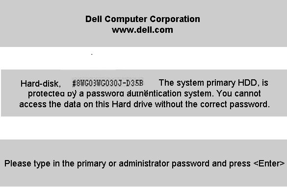 dell d35b and a95b hdd password
